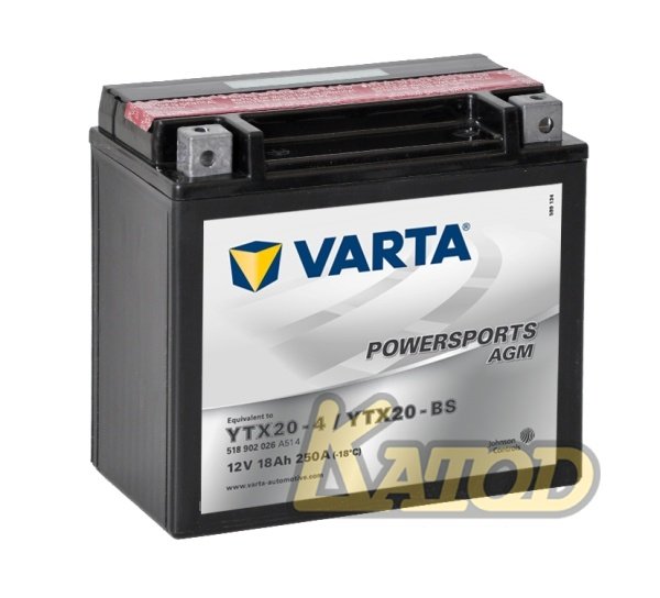VARTA Powersports AGM 518 902 026 A514 (YTX20-4, YTX20-BS)