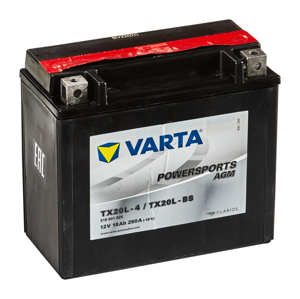 VARTA Powersports AGM 518 901 025 (TX20L-4, YTX20L-BS)